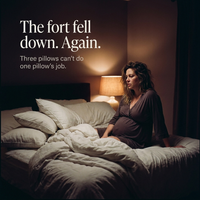 The fort fell down. Again. — 3 a.m. with collapsed ordinary pillows, before the Tendra Cradle Core
